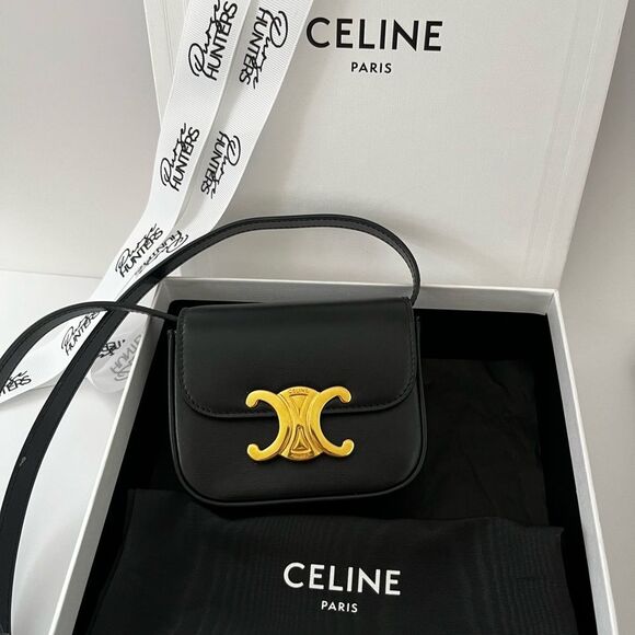 Celine Handbags - 100% Authentic Celine Mini Claude Triomphe in Shiny Calfskin Black